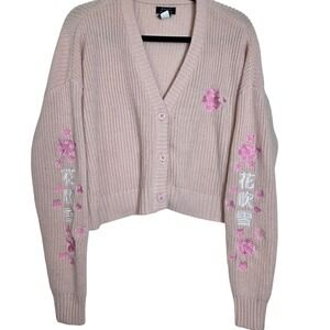Sweet Society Cropped Cardigan Sweater‎ Floral Embroidered Kawaii Coquette